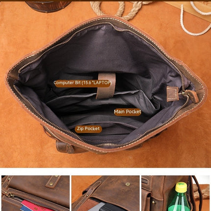 Retro Leather  Backpack Men's Genuine Leather Backpack Outdoor Travel Mountaineering Backpack
