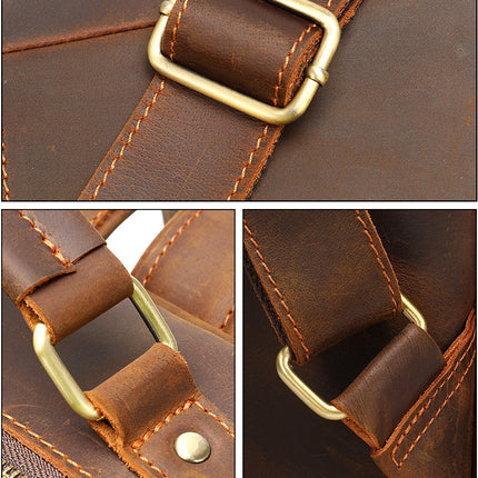 Men's Backpack Men's Vintage Genuine Leather Backpack for Laptop Large Capacity Travel Bag
