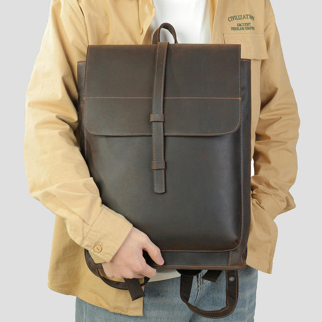 Vintage Men's Backpack Genuine Leather School Bag First Layer Cowhide Men's Backpack