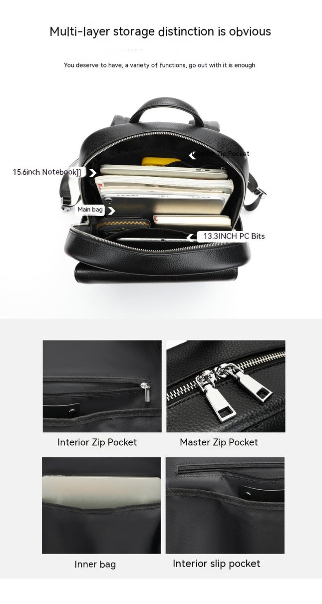 Backpack for Men Genuine Leather Laptop Backpack Vintage Large Capacity Business Daypack