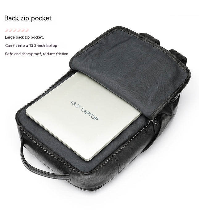 Genuine Leather Backpack Men's Computer Backpack College Student Bag Backpack For Casual