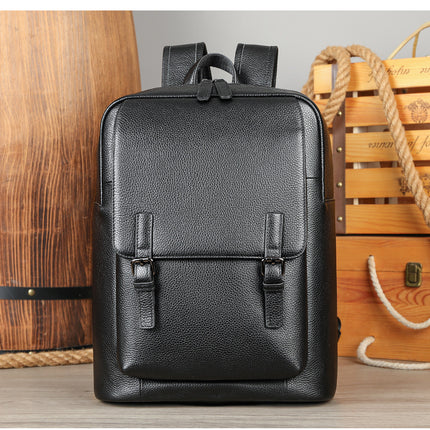 Backpack Vintage Laptop Daypack for Men, Genuine Leather Backpack School Bookbag