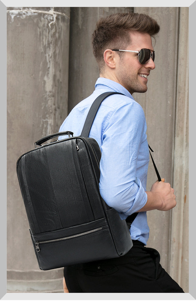 Cowhide Backpack for Men Genuine Leather Laptop Large Business Travel Computer Shoulder Bags
