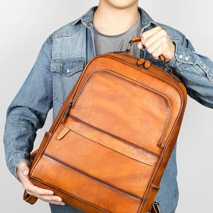 Genuine Leather Backpack for Men Laptop Backpack Large Business Travel Bag Shoulder Bags