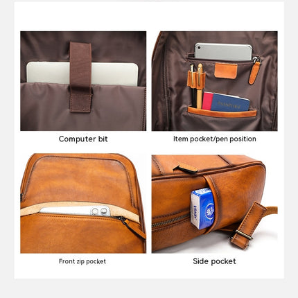 Genuine Leather Backpack for Men Laptop Backpack Large Business Travel Bag Shoulder Bags