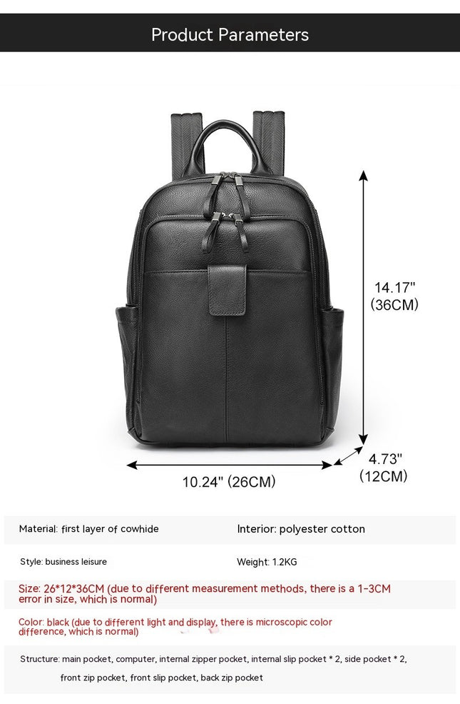Laptop Backpack For Men Genuine Leather Backpack Work Knapsack Business Backpack