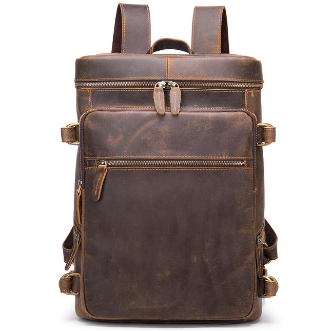 Sac à dos Vintage en cuir véritable pour hommes, sac à dos de voyage pour ordinateur portable, sac de travail, sac à dos décontracté