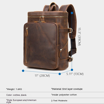 Vintage Genuine Leather Backpack for Men Laptop Travel Rucksack Work Bag Casual Daypack