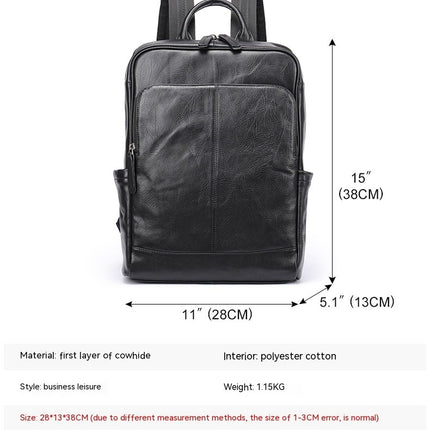 Vintage Genuine Leather Backpack for Men Laptop Travel Rucksack Work Bag Casual Daypack