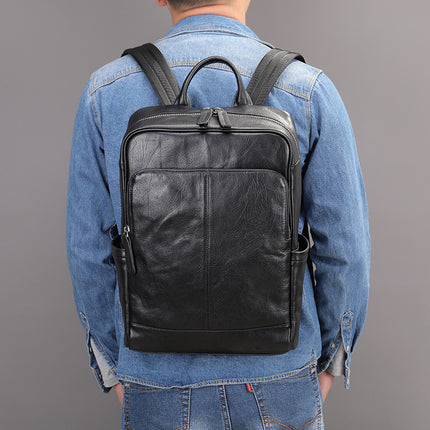 Vintage Genuine Leather Backpack for Men Laptop Travel Rucksack Work Bag Casual Daypack