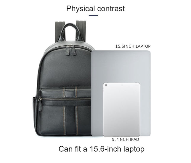 Genuine Leather Laptop Backpack for Men Bookbag Computer Rucksack for Work Travel Daypack