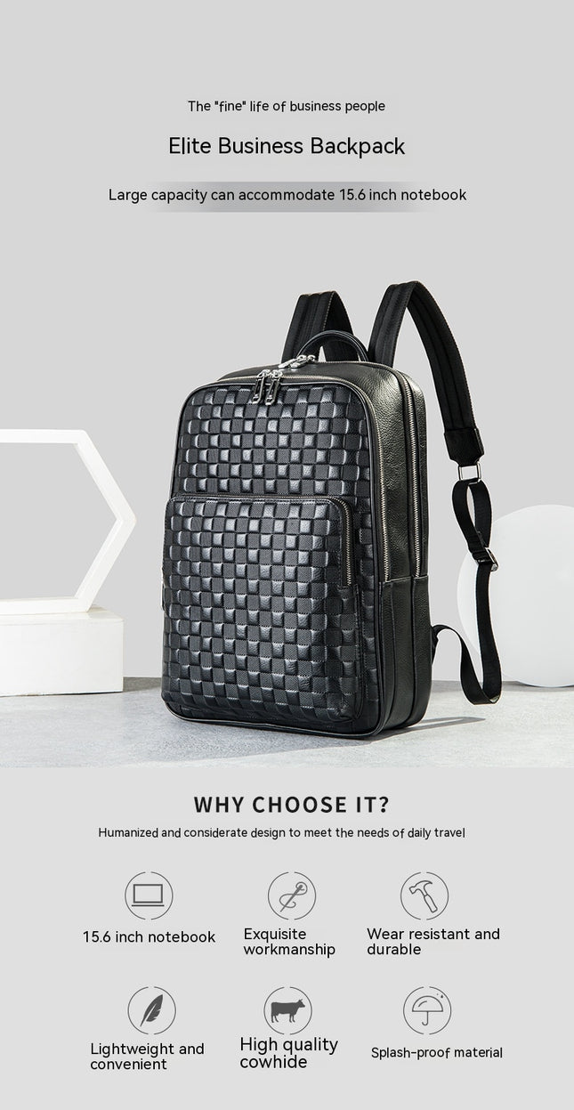 Herren-Business-Freizeit-Rucksack, großer Rucksack aus echtem Leder, Computer-Rucksack