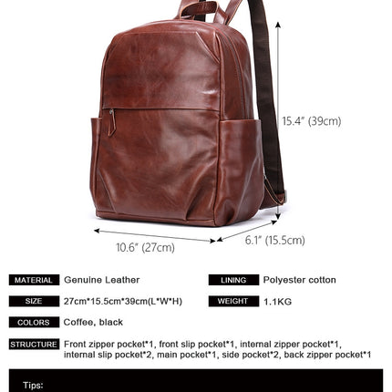 Sac à dos d'affaires sac à dos de grande capacité sac à dos pour ordinateur portable en cuir véritable