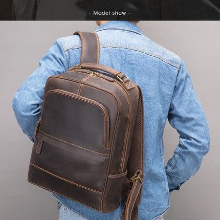 Genuine Leather Backpack for Mens Laptop Backpack for Men Vintage Large  Daypack