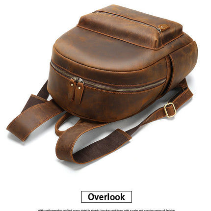 Genuine Leather Retro Men's Backpack Large Capacity Casual Outdoor Backpack School Bag