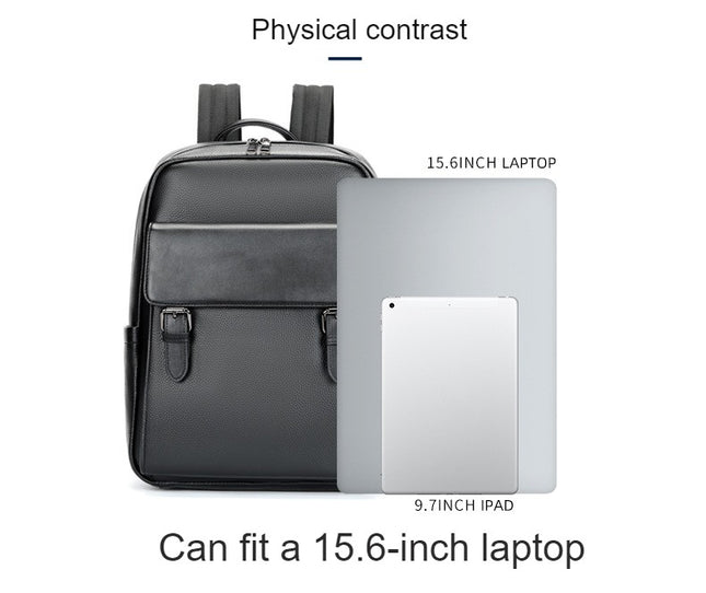 Genuine Leather Men's Backpack Leather Outdoor Travel Bag, Large Capacity Business Computer Bag
