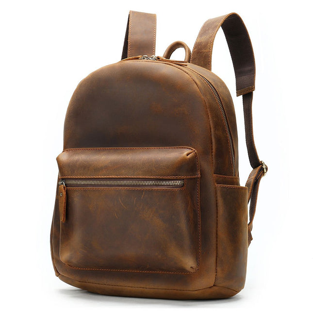 Genuine Leather Retro Men's Backpack Large Capacity Casual Outdoor Backpack School Bag