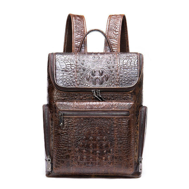 Sac à dos pour ordinateur portable en cuir véritable, sac de voyage tendance, sac à dos pour hommes, sac à dos pour hommes