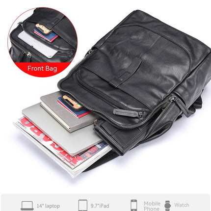 Business Backpack for Men Backpack Casual Travel Bag Laptop Backpack Genuine Leather Backpack