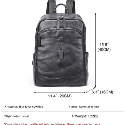 Business Backpack for Men Backpack Casual Travel Bag Laptop Backpack Genuine Leather Backpack