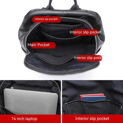 Business Backpack for Men Backpack Casual Travel Bag Laptop Backpack Genuine Leather Backpack