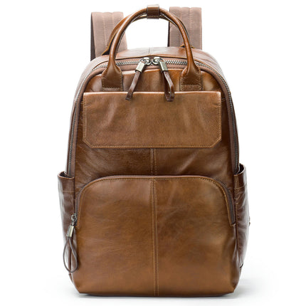 Genuine Leather Backpack for Men Laptop Bag Travel Weekender Hiking Shoulder Rucksack