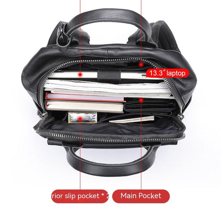 Genuine Leather Backpack for Men Laptop Bag Travel Weekender Hiking Shoulder Rucksack