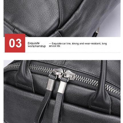 Genuine Leather Backpack for Men Laptop Bag Travel Weekender Hiking Shoulder Rucksack