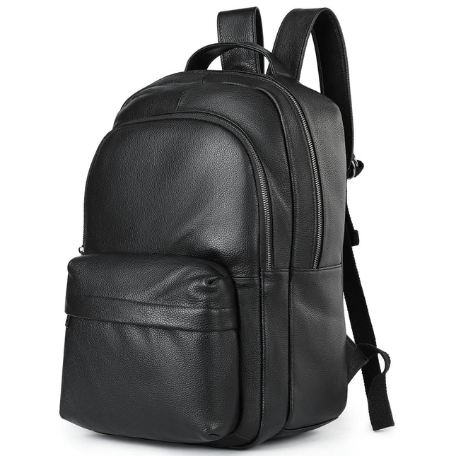 Sac à dos décontracté en cuir souple pour hommes, grande capacité, sac à dos d'extérieur en cuir véritable pour hommes
