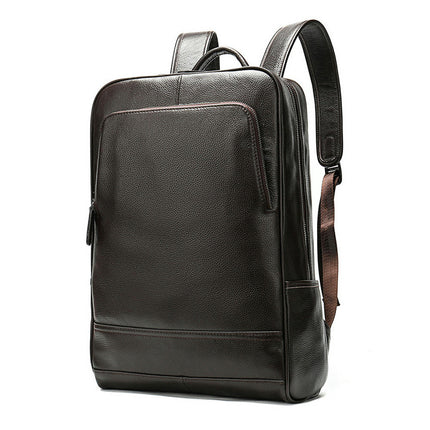 Sac à dos en cuir véritable Vintage pour ordinateur portable, résistant à l'eau, sac à dos décontracté pour hommes