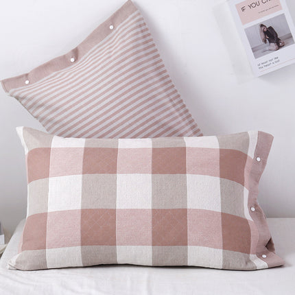 2 PACK Natural Cotton Striped Pillowcase Cotton Pillowcase European Pillowcase Washable Pillowcase Queen Pillowcase Bedding