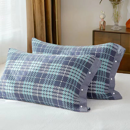 Cotton Gauze Pillowcase All-Inclusive Snap-Fastening Non-Slip Cotton Pillowcase All-In-One Not Falling Off