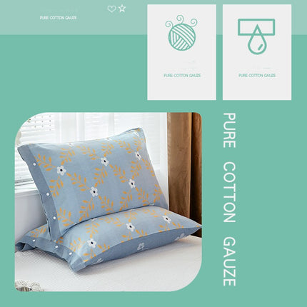 Cotton Gauze Pillowcase All-Inclusive Snap-Fastening Non-Slip Cotton Pillowcase All-In-One Not Falling Off