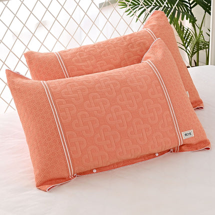 2er-Pack Kissenbezüge, 100 % Baumwolle, Standard-Kissenbezug, glatter, kühler Kissenbezug, Queen-Size-Kissenbezug, halb umwickelter Druckknopfverschluss