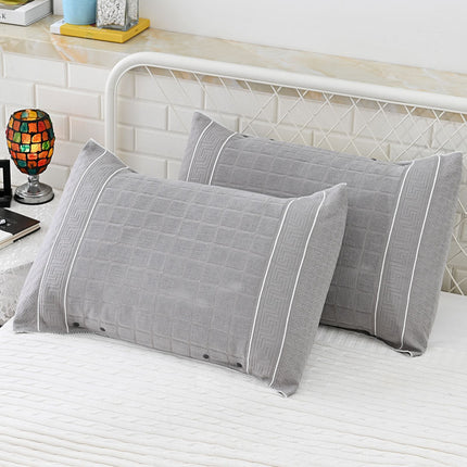 2er-Pack Kissenbezüge, 100 % Baumwolle, Standard-Kissenbezug, glatter, kühler Kissenbezug, Queen-Size-Kissenbezug, halb umwickelter Druckknopfverschluss