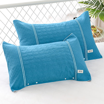 2er-Pack Kissenbezüge, 100 % Baumwolle, Standard-Kissenbezug, glatter, kühler Kissenbezug, Queen-Size-Kissenbezug, halb umwickelter Druckknopfverschluss