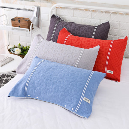 2er-Pack Kissenbezüge, 100 % Baumwolle, Standard-Kissenbezug, glatter, kühler Kissenbezug, Queen-Size-Kissenbezug, halb umwickelter Druckknopfverschluss