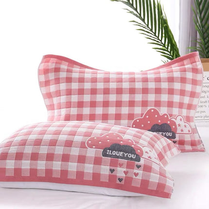 Paquet de 2 taies d'oreiller de taille standard, taies d'oreiller en gaze de coton, oreillers de literie matelassés, grandes taies d'oreiller pour grandes et petites chambres