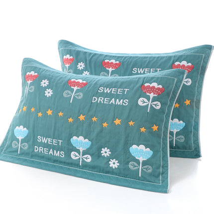 Paquet de 2 taies d'oreiller de taille standard, taies d'oreiller en gaze de coton, oreillers de literie matelassés, grandes taies d'oreiller pour grandes et petites chambres