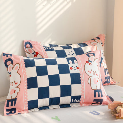 Kissenbezug aus 100 % Baumwolle, 2-teiliges Set, Baumwoll-Kissenbezug für Zuhause, niedlicher Cartoon-Queen-Size-Kissenbezug, Schlafzimmer, dekorativer Kissenbezug