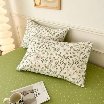 Floral Cotton Pillowcases 2pack Fairy 100% Cotton Pillowcases Dormitory Queen Couple Pillowcases Flower