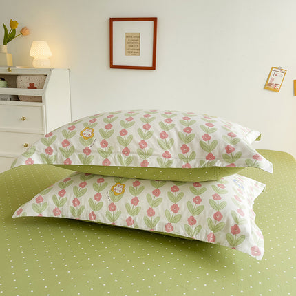 Floral Cotton Pillowcases 2pack Fairy 100% Cotton Pillowcases Dormitory Queen Couple Pillowcases Flower