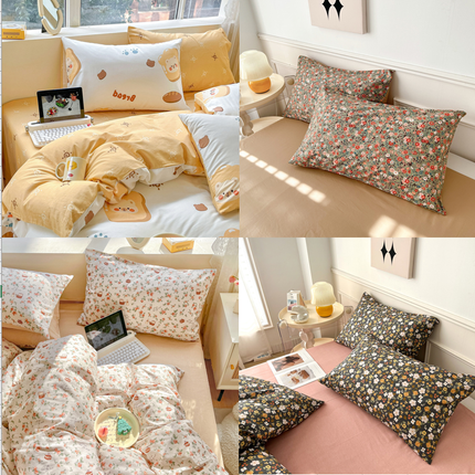 Floral Cotton Pillowcases 2pack Fairy 100% Cotton Pillowcases Dormitory Queen Couple Pillowcases Flower