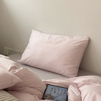 Queen Pillow Cases 2-Pack Washed Cotton Pillow Cases Cotton Solid Color Pillow Cases Simple Pillow Core Insert Sleeves Household Male