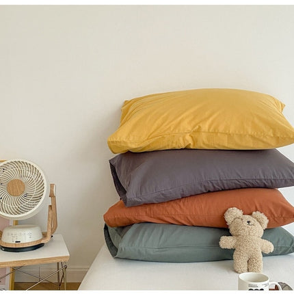 Queen Pillow Cases 2-Pack Washed Cotton Pillow Cases Cotton Solid Color Pillow Cases Simple Pillow Core Insert Sleeves Household Male