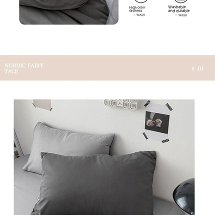 2pack Solid Color Pillowcase Washed Cotton Pocket Pillow Envelope Pillow Student Dormitory Pillowcase Set