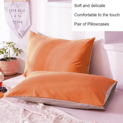 2pack Solid Color Pillowcase Washed Cotton Pocket Pillow Envelope Pillow Student Dormitory Pillowcase Set