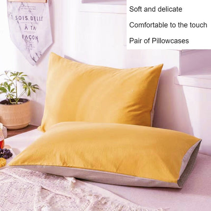2pack Solid Color Pillowcase Washed Cotton Pocket Pillow Envelope Pillow Student Dormitory Pillowcase Set