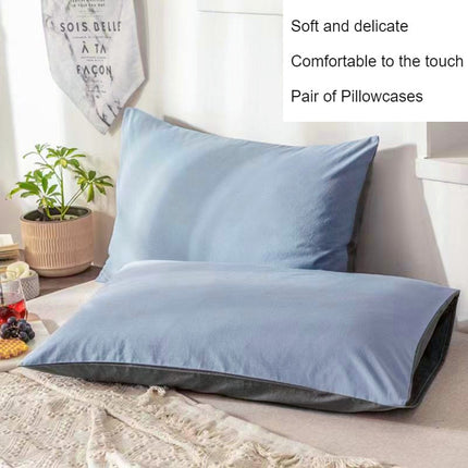 2pack Solid Color Pillowcase Washed Cotton Pocket Pillow Envelope Pillow Student Dormitory Pillowcase Set