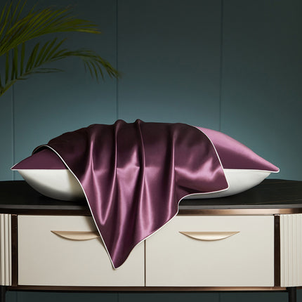 2PACK 100% Mulberry Silk Pillowcase for Hair and Skin Envelope Style Single Sided Silk Pillowcase, Color Blocked Silk Pillowcase